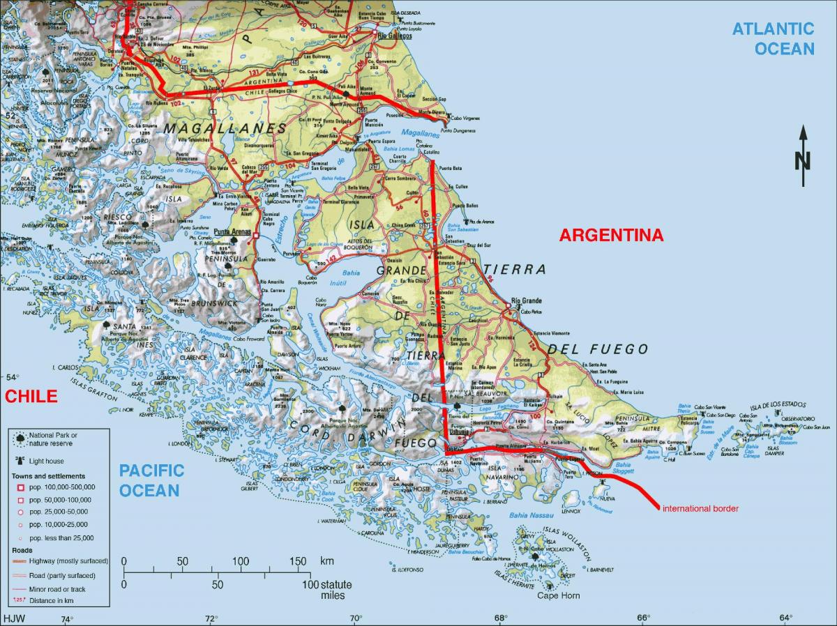 nam Chile bản đồ