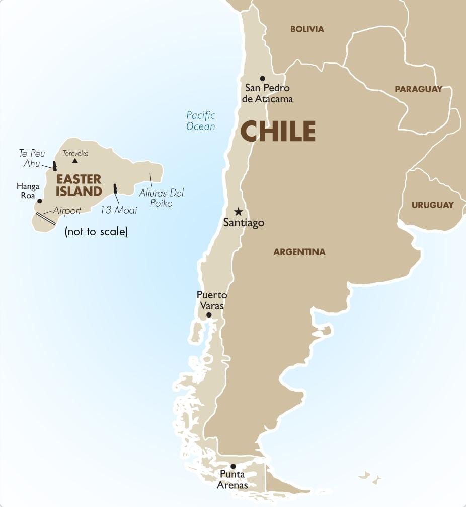 bản đồ của Chile, bao gồm đảo phục sinh