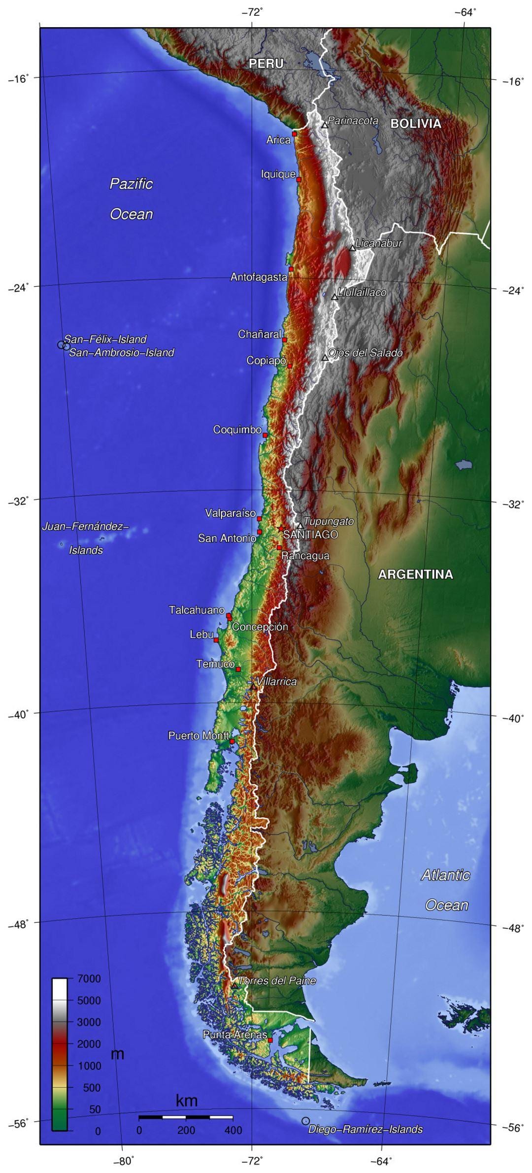 Chile địa lý bản đồ