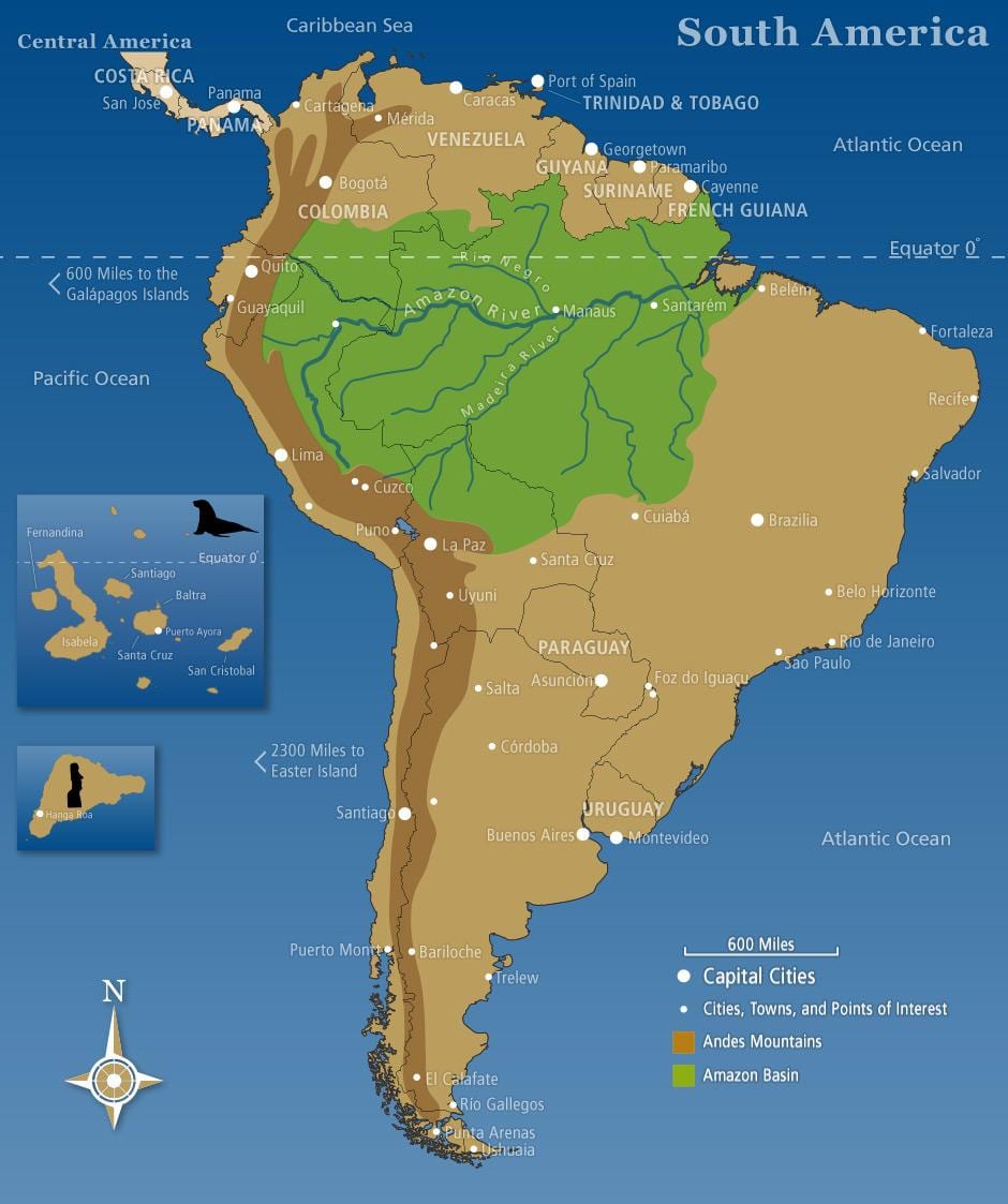 Bản đồ của Chile núi andes