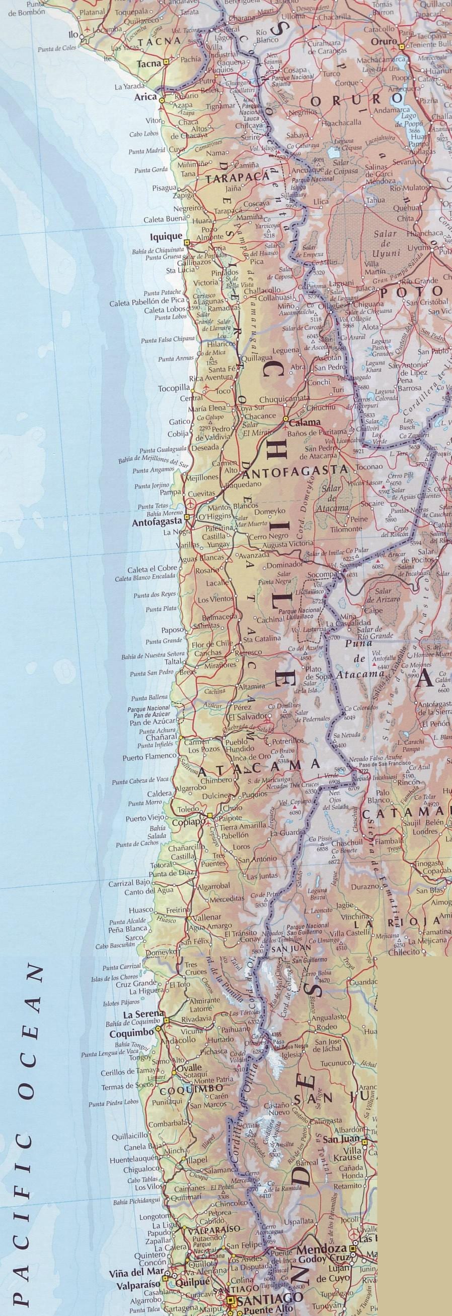 Bản đồ của đường Chile 
