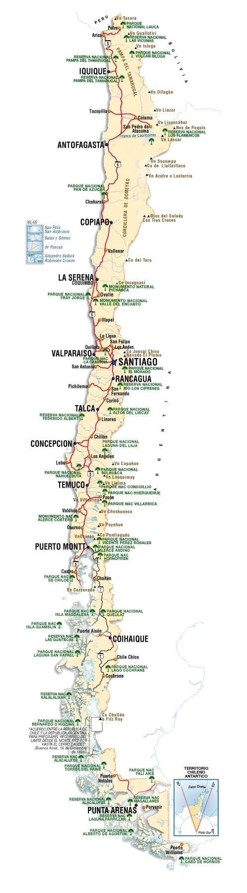 Chile hấp dẫn, bản đồ