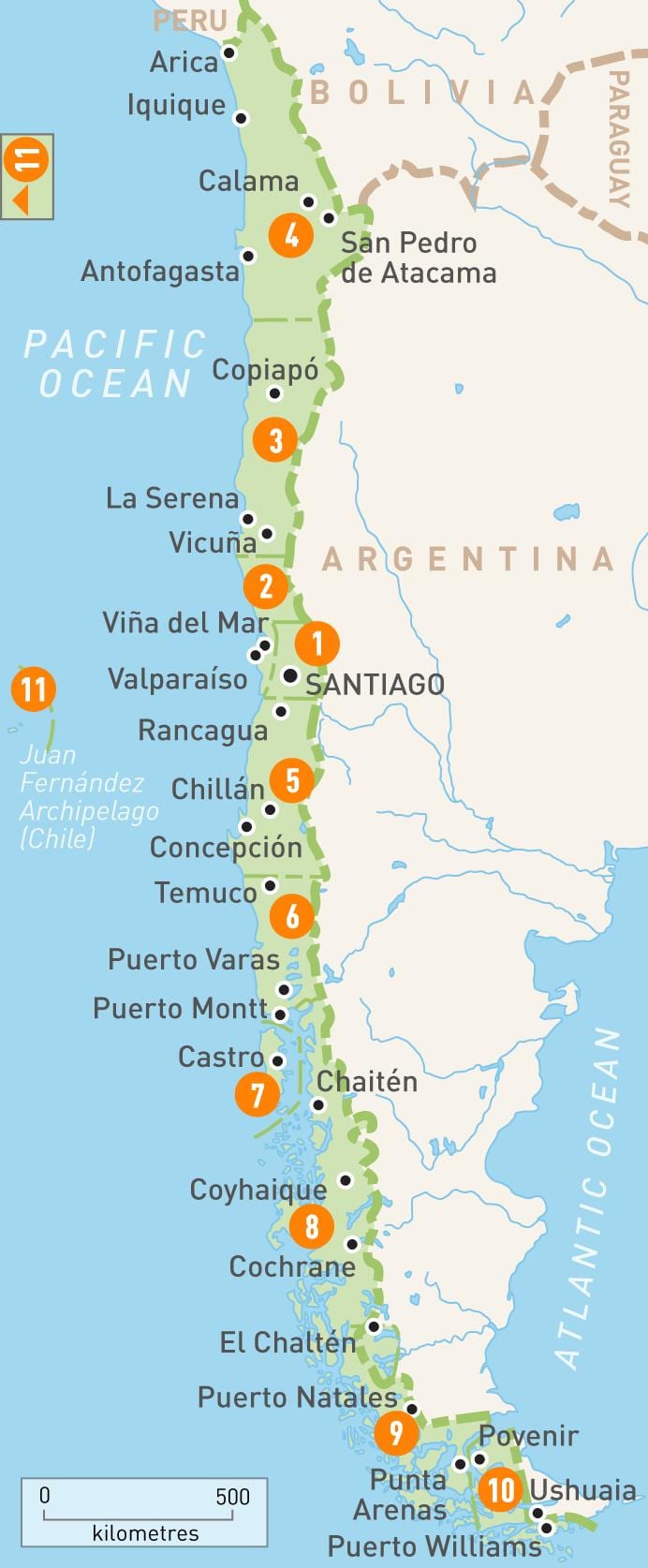 Chile tỉnh bản đồ