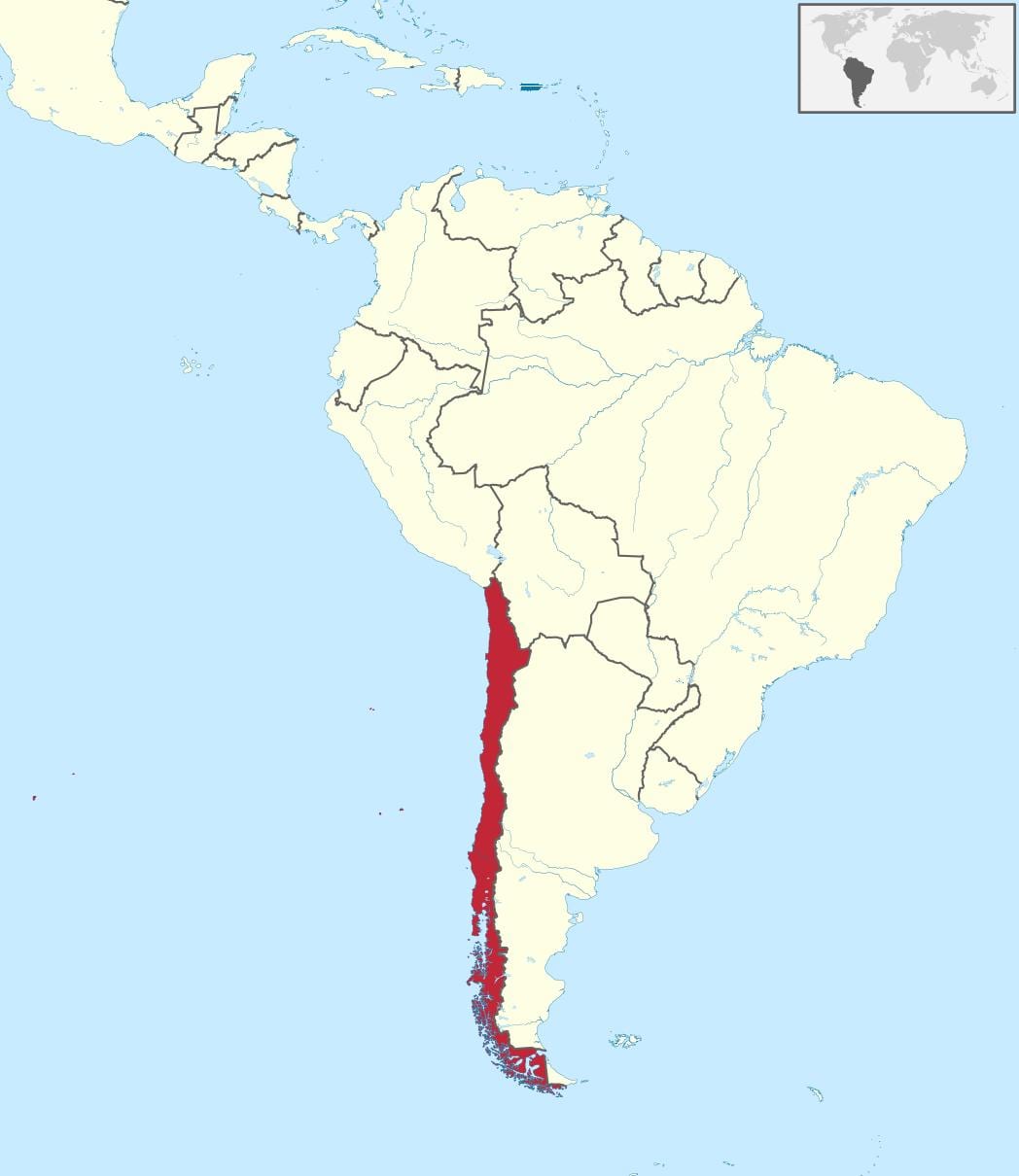 Chile trên nam mỹ bản đồ