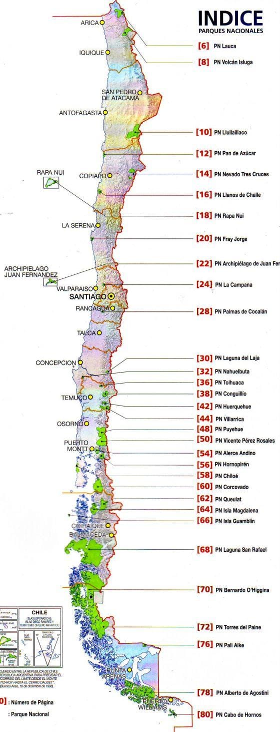 Bản đồ của Chile sông