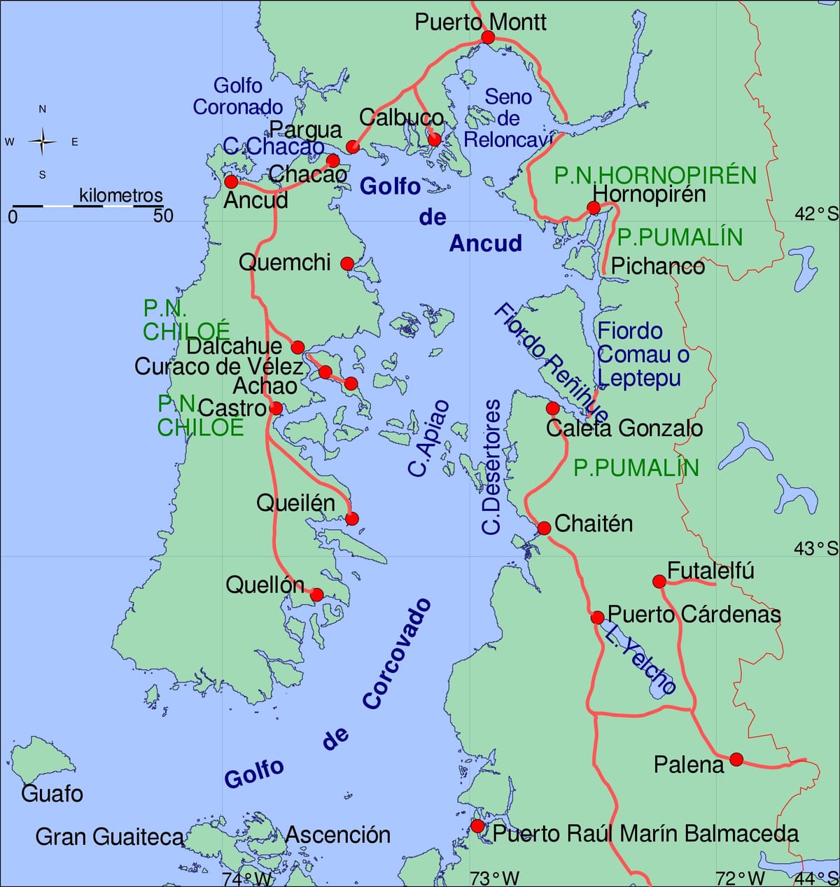 Bản đồ của chiloe Chile