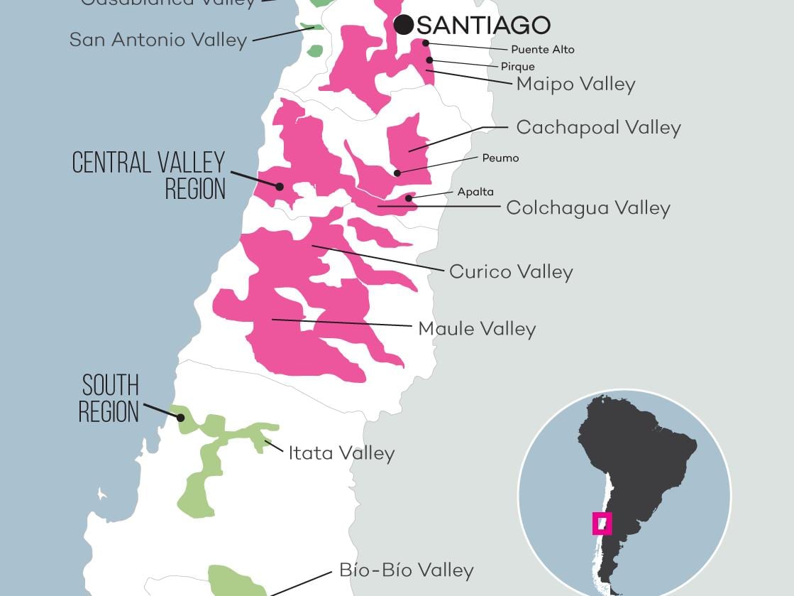 Bản đồ của trung tâm thung lũng Chile