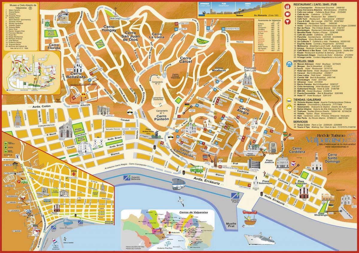 bản đồ du lịch của valparaiso Chile