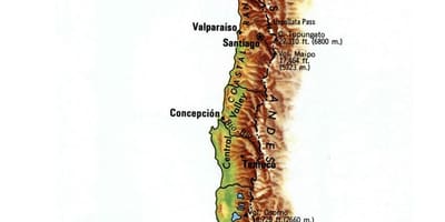 Chile độ cao bản đồ
