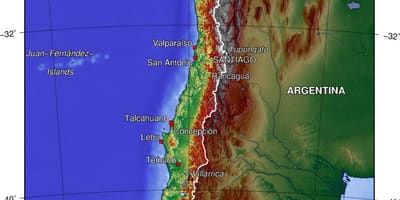 Ngọn núi trong Chile bản đồ