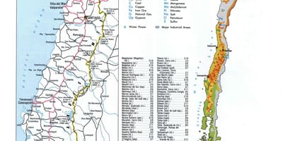Bản đồ của Chile tài nguyên thiên nhiên 