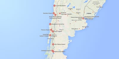 Bản đồ của sân bay trong Chile