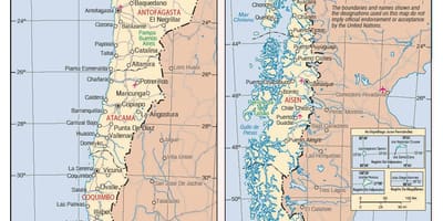 Bản đồ của Chile với thành phố
